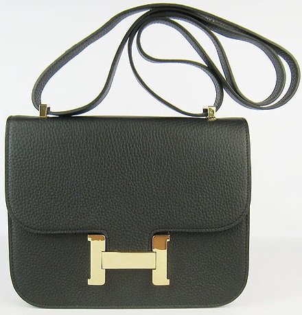 Hermes Constance Shoulder Bag Black/ Gold